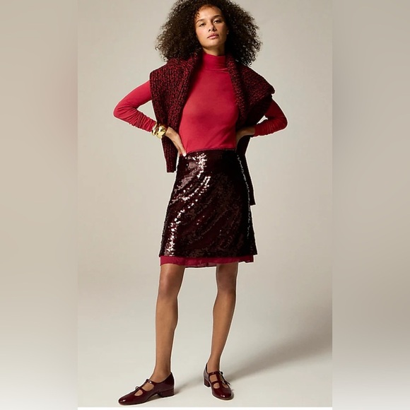 NEW J. Crew Women's Small Tissue Crepe Turtlneck In Berry Sangria Classic Cotton - Picture 1 of 5